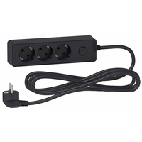 Pikendusjuhe maanduse- ja lülitiga Schneider Electric 3-koh./3m/3x1.5mm2 must