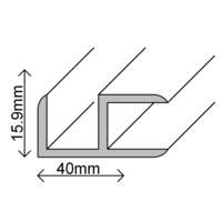 Anodeeritud alumiiniumist nurgaliist 2000x40x15.9x1.8mm hõbe