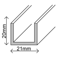 PVC U-liist KST 2000x21x20x1mm valge