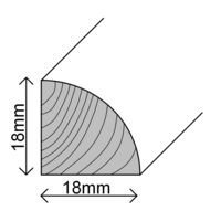 Kolmnurkne liist 2400x18x18mm mänd/valge