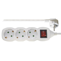Pikendusjuhe maanduse- ja lülitiga 3-koh./5m/3x1.5mm valge