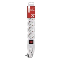 Pikendusjuhe maanduse- ja lülitiga 5-koh./3m/3x1.5mm valge