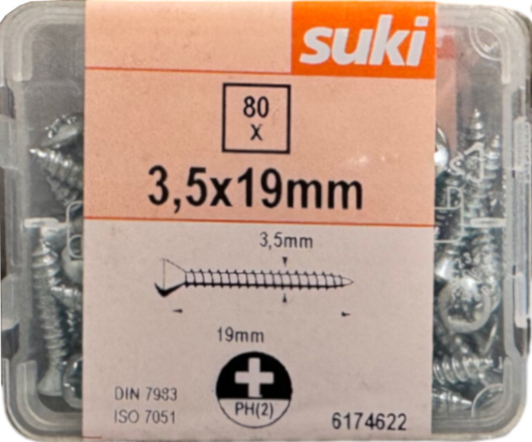 Savisriegiai SUKI international 3.5x19mm/80vnt. cinkuoti | DEPO Online