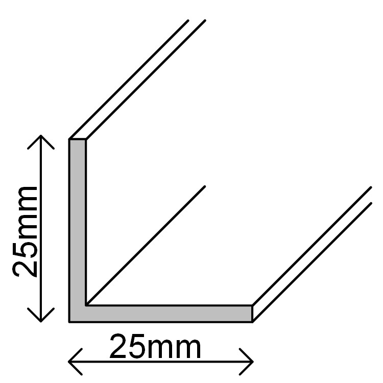 Anoduotas aliumininis kampas EASY 2000x25x25mm aukso sp