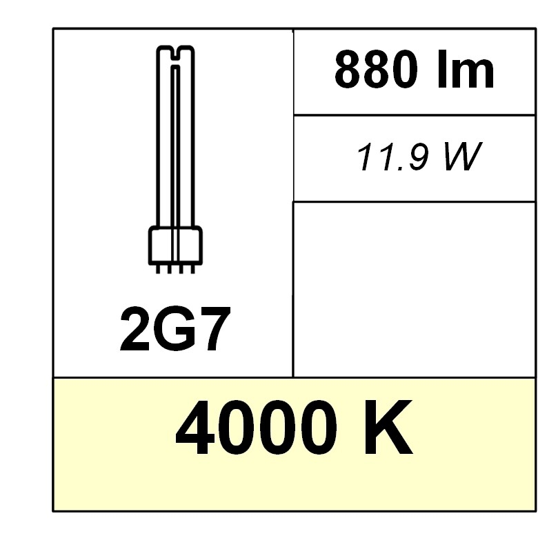 まつ/4 Liuminescencinė lemputė PL-S 4P 2G7 PHILIPS 11W/840/2G7/4pin