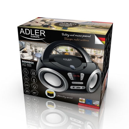 Muzikinis centras AD1181 Adler 2x1.7W/MP3/FM juodas | DEPO